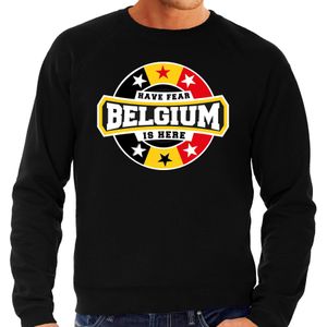 Have fear Belgium / Belgie is here supporter trui / kleding met sterren embleem zwart voor heren