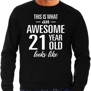 Awesome 21 year / verjaardag cadeau sweater zwart voor heren