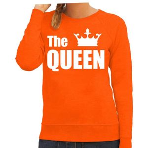 The queen oranje trui / sweater met witte tekst en kroon voor dames Koningsdag / Holland