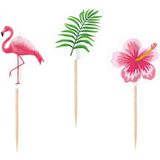 40x Flamingo print cocktailprikkers