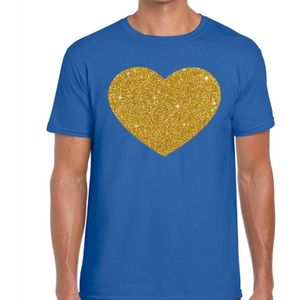 Gouden hart fun t-shirt blauw voor heren