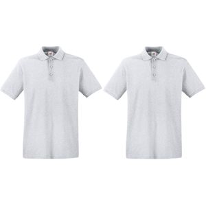 2-Pack maat 2XL lichtgrijs poloshirt premium van katoen voor heren