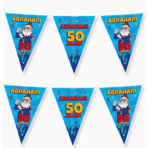 2x Vlaggenlijnen 50 jaar Abraham versiering/decoratie 10 meter