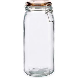 Vivalto Weckpot/voorraadpot - glas - 2100 ml - 11 x 25 cm - koper