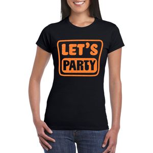 Bellatio Decorations Verkleed shirt voor dames - lets party - zwart - glitter - carnaval/themafeest