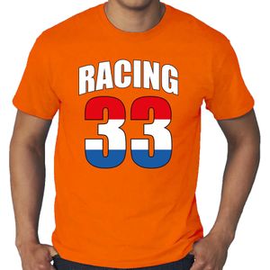 Grote maten autocoureur / autosport supporter racing 33 t-shirt oranje voor heren