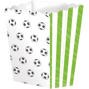 Amscan Popcorn/snoep bakjes - 5x - voetbal thema - karton - 6 x 13 x 4 cm