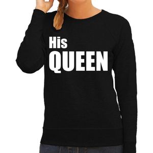 His queen zwarte trui / sweater met witte tekst voor dames / koppels / bruidspaar