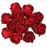 Ideas4seasons Decoratie roosjes foam - 10x - bosje van 12 - rood - Dia 2 cm