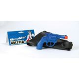 Verkleed detective revolver blauw met schouder holster