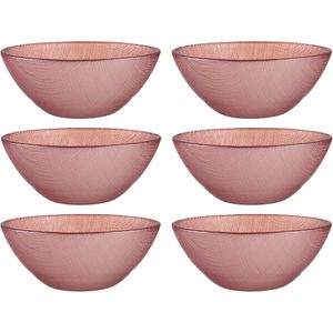Vivalto Kommetjes/serveer schaaltjes/soepkommen - 6x - Murano - glas - D15 x H6 cm - roze - Stapelbaar