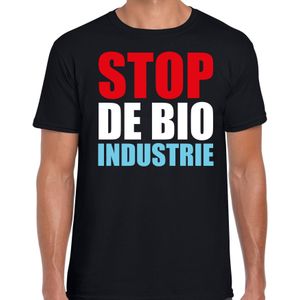 Stop de bio industrie protest / betoging shirt zwart voor heren
