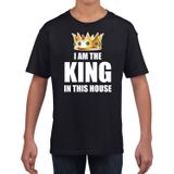 Im the king in this house t-shirts voor thuisblijvers tijdens Koningsdag zwart jongens / kinderen