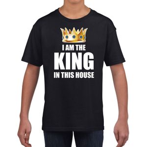 Im the king in this house t-shirts voor thuisblijvers tijdens Koningsdag zwart jongens / kinderen