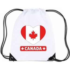 Nylon sporttas Canada hart vlag wit