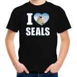 I love seals foto shirt zwart voor kinderen - cadeau t-shirt zeehonden liefhebber