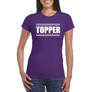 Paars Topper shirt met witte letters dames