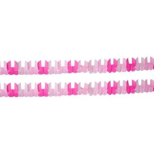 Set van 2x stuks papieren roze slingers meisje geboren 6 meter