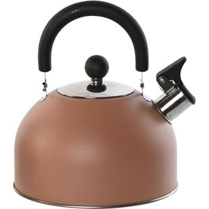 Items Kitchen Theepot Matcha - terracotta bruin - inox - 2500 ml - fluitketel voor het fornuis