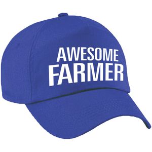 Awesome farmer cadeau pet / cap blauw voor volwassenen