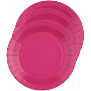 Santex feest bordjes rond fuchsia roze - karton - 30x stuks - 22 cm