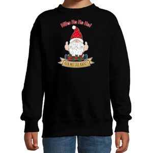 Bellatio Decorations kersttrui/sweater voor kinderen - Kado Gnoom - zwart - Kerst kabouter
