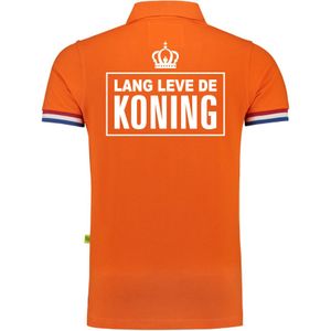 Luxe Lang leve de Koning poloshirt oranje 200 grams voor heren