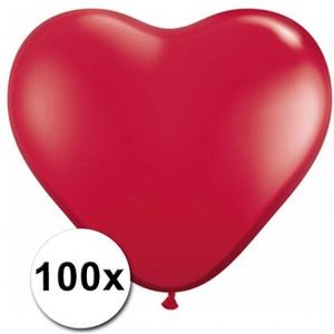 100 stuks Hart ballonnen rood