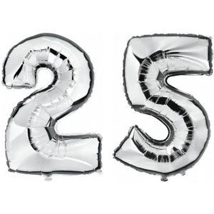 25 jaar leeftijd helium/folie ballonnen zilver feestversiering