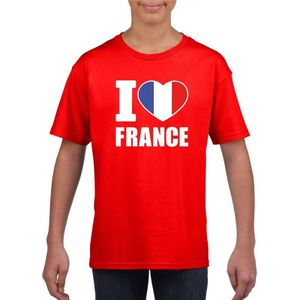 I love France/ Frankrijk supporter shirt rood jongens en meisjes