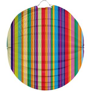 Folat Lampion strepen - 22 cm - multi kleuren - papier