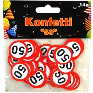 1x Confetti snippers 50 jaar verkeersbord zakje a 14 gram