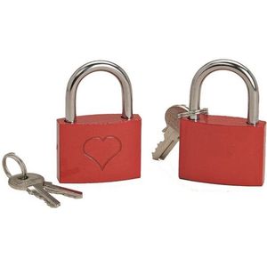 Valentijn/Liefde thema slotje rood met hartje van 6 cm