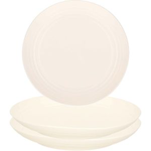 PlasticForte Rond bord/camping bord - 8x - D22 cm - ivoor wit - kunststof