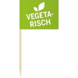 150x Vlaggetjes prikkers Vegetarisch 8 cm hout/papier