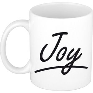 Joy voornaam kado beker / mok sierlijke letters - gepersonaliseerde mok met naam