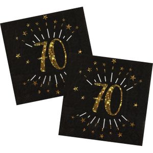 Verjaardag feest servetten leeftijd - 50x - 70 jaar - goud - 33 x 33 cm