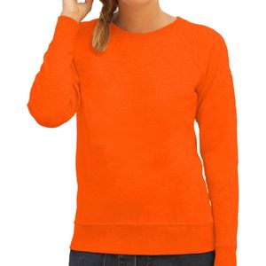 Sweater / sweatshirt trui oranje met ronde hals en raglan mouwen voor dames Koningsdag / supporter