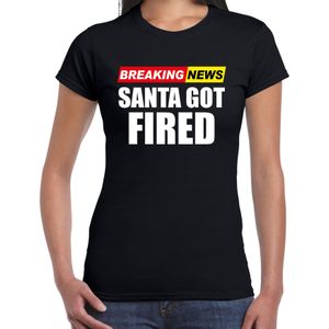 Foute humor Kerst T-shirt breaking news fired voor dames zwart