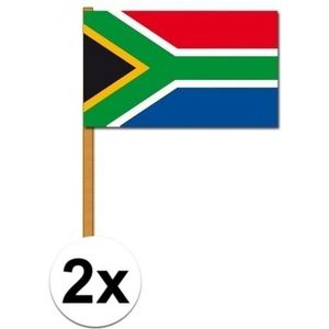 2x stuks Zuid Afrika zwaaivlaggetjes