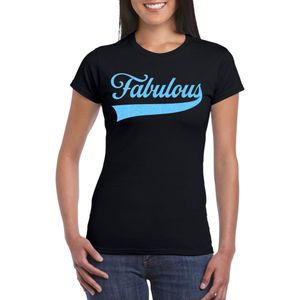 Bellatio Decorations Foute party t-shirt voor dames - Fabulous - zwart - glitter - carnaval/themafeest