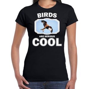 T-shirt birds are serious cool zwart dames - arenden/ rode wouw roofvogel shirt