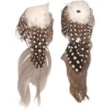 4x Kerstboom decoratie vogeltjes op clip grijs/wit 11 cm