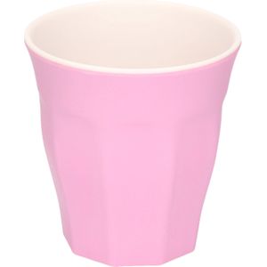 Onbreekbare kunststof/melamine roze drinkbeker 9 x 8.7 cm voor outdoor/camping