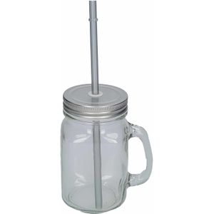 1x stuks Drink potjes van glas Mason Jar zilvergrijze deksel 500 ml