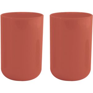 MSV Drinkbeker/limonadebeker - 4x - PS kunststof - terracotta - 490 ml - camping bekers