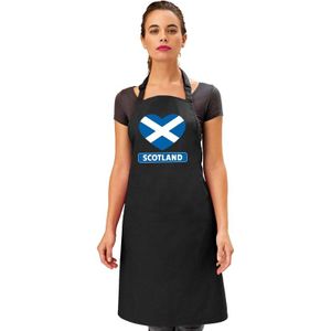 Schotse vlag in hart keukenschort/ barbecueschort zwart heren en dames
