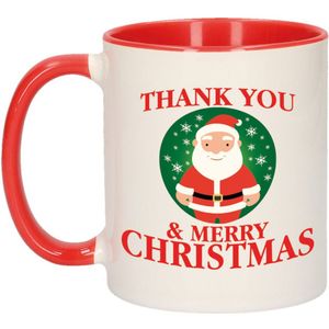 Leuke bedankt Kerst cadeau mok/beker -  Kerstman - rood