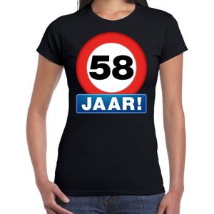 58e verjaardag stopbord shirt / kleding 58 jaar zwart voor dames