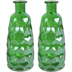 Countryfield Art Deco vaas - 2x - groen transparant - glas - D12 x H30 cm
